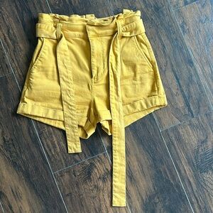 Express Yellow Paper Bag Shorts